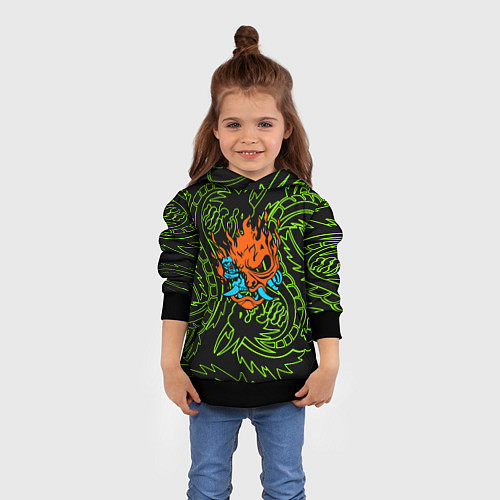 Детская толстовка Samurai dragon steel logo / 3D-Черный – фото 4