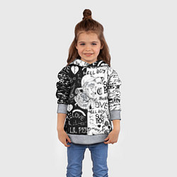 Толстовка-худи детская Lii Peep pattern rap, цвет: 3D-меланж — фото 2