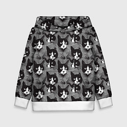 Толстовка-худи детская Коты в оптической иллюзии, цвет: 3D-белый