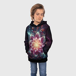 Толстовка-худи детская Красочный цветок из фрактала, цвет: 3D-черный — фото 2