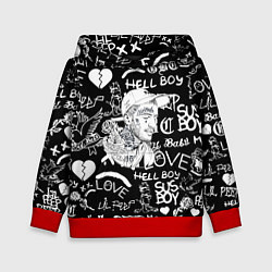 Толстовка-худи детская Lil Peep pattern автографы лого, цвет: 3D-красный