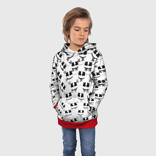 Детская толстовка Marshmello dj pattern / 3D-Красный – фото 3