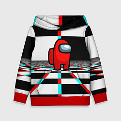 Толстовка-худи детская Among us games optical chessboard, цвет: 3D-красный