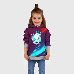 Толстовка-худи детская Samurai geometry stripes neon, цвет: 3D-меланж — фото 2