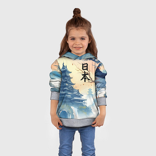 Детская толстовка Japanese landscape - watercolor / 3D-Меланж – фото 4