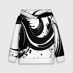 Толстовка-худи детская Чёрно-белая экспрессивная абстракция, цвет: 3D-белый