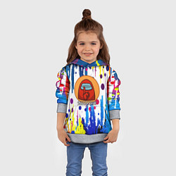 Толстовка-худи детская Among us краски цветные с потёками, цвет: 3D-меланж — фото 2