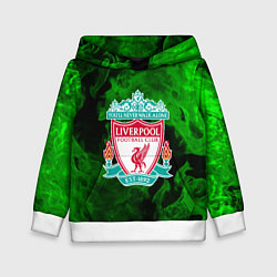 Толстовка-худи детская Liverpool green fire, цвет: 3D-белый