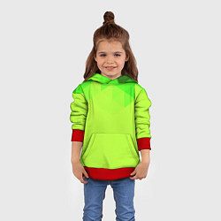 Толстовка-худи детская Кислотная геометрия лайм, цвет: 3D-красный — фото 2