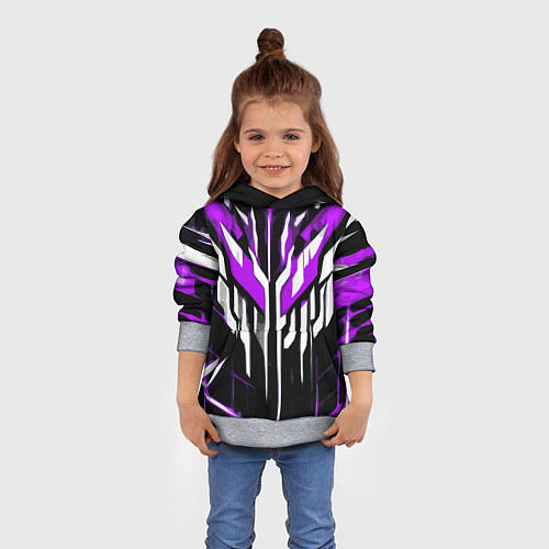 Детская толстовка Purple and white abstraction on a black background / 3D-Меланж – фото 4