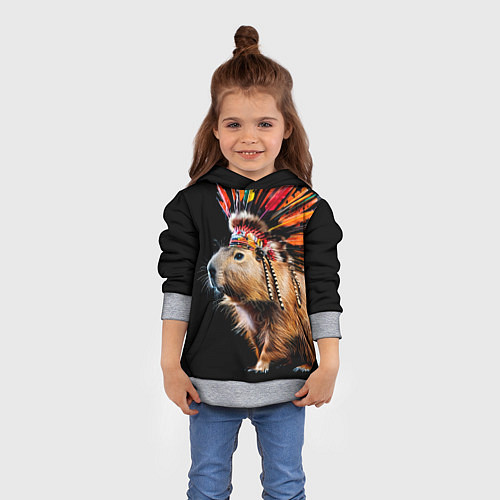 Детская толстовка Капибара индеец / 3D-Меланж – фото 4