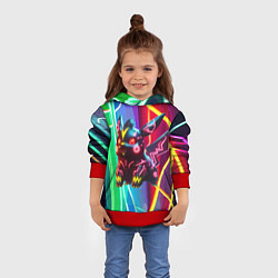 Толстовка-худи детская Чёрный неоновый Пикачу - нейроарт, цвет: 3D-красный — фото 2