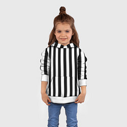 Толстовка-худи детская Вертикальные черно белые полосы, цвет: 3D-белый — фото 2