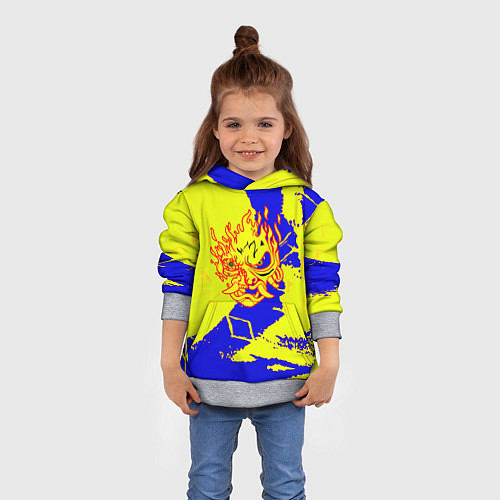 Детская толстовка Samurai logo yellow fire / 3D-Меланж – фото 4