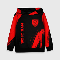 Толстовка-худи детская West Ham - red gradient вертикально, цвет: 3D-черный