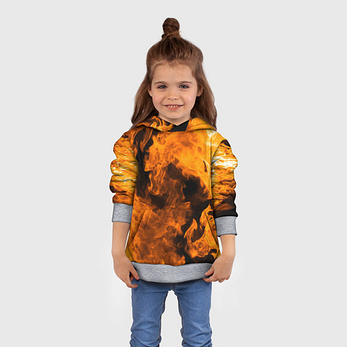 Детская толстовка Оранжевый огонь / 3D-Меланж – фото 4
