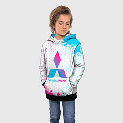 Толстовка-худи детская Mitsubishi neon gradient style, цвет: 3D-черный — фото 2