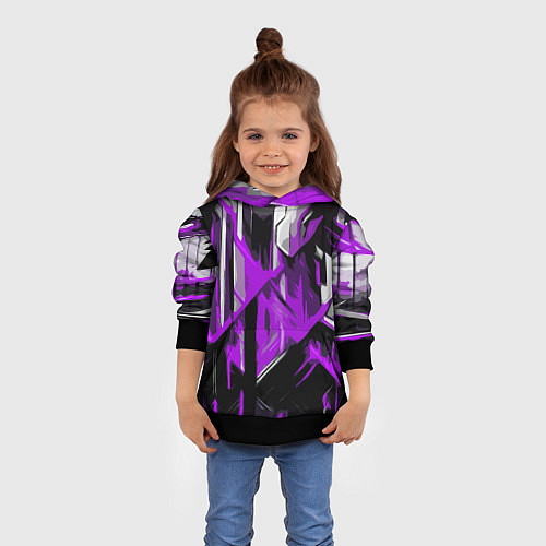 Детская толстовка White and purple abstraction on a black background / 3D-Черный – фото 4