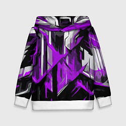 Толстовка-худи детская White and purple abstraction on a black background, цвет: 3D-белый