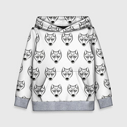 Толстовка-худи детская Паттерн волк, цвет: 3D-меланж