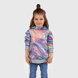 Толстовка-худи детская Перламутровый голографический градиент, цвет: 3D-меланж — фото 2