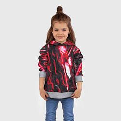 Толстовка-худи детская Красно-чёрная киберпанк абстракция, цвет: 3D-меланж — фото 2