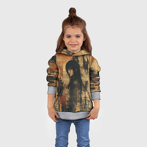 Детская толстовка Девушка на газете / 3D-Меланж – фото 4