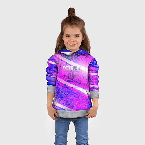 Детская толстовка Detroit become human neon / 3D-Меланж – фото 4