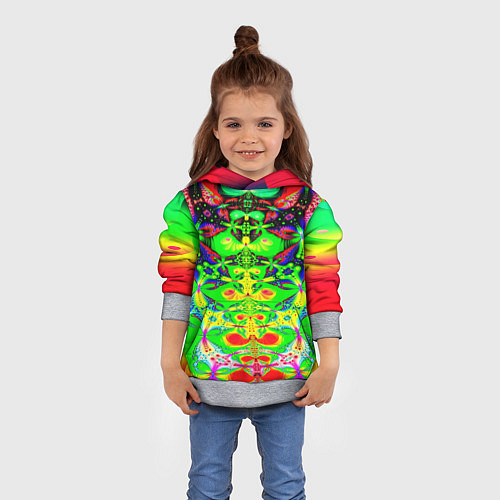 Детская толстовка Оптический фрактал кислота / 3D-Меланж – фото 4