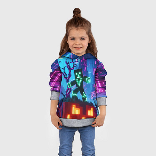Детская толстовка Minecraft and halloween - neon glow / 3D-Меланж – фото 4