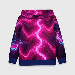 Толстовка-худи детская Pink lightnings - ai art fantasy, цвет: 3D-синий