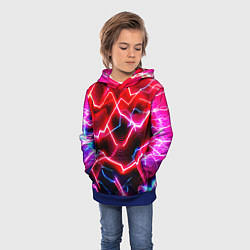 Толстовка-худи детская Неоновые космические разряды - нейроарт, цвет: 3D-синий — фото 2
