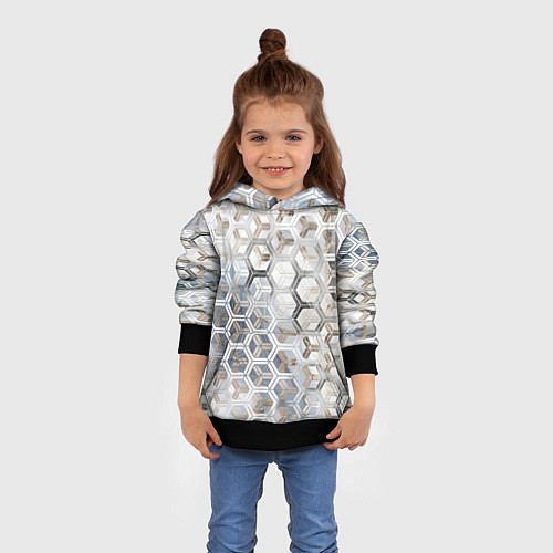 Детская толстовка Зеркальные соты с переливами света / 3D-Черный – фото 4