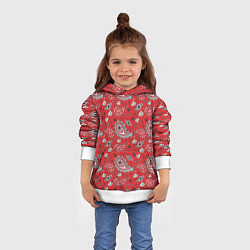 Толстовка-худи детская Узор бандана красночерный, цвет: 3D-белый — фото 2