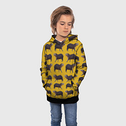 Толстовка-худи детская Капибары на горчичном фоне - паттерн, цвет: 3D-черный — фото 2