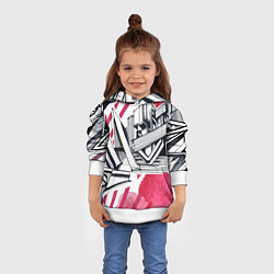 Толстовка-худи детская Скетч архитектуры - акварельная абстракция, цвет: 3D-белый — фото 2
