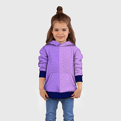 Толстовка-худи детская Фиолетовые и розовые волны, цвет: 3D-синий — фото 2
