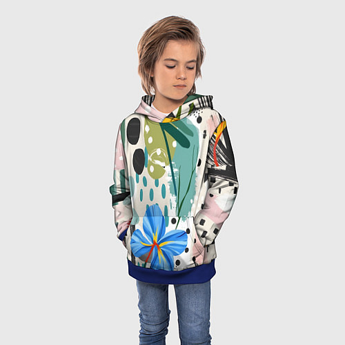 Детская толстовка Цветы горошек абстракция / 3D-Синий – фото 3