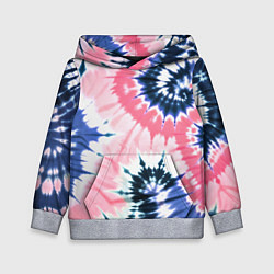 Толстовка-худи детская Розово синий тай дай - разводы краски на белом фон, цвет: 3D-меланж