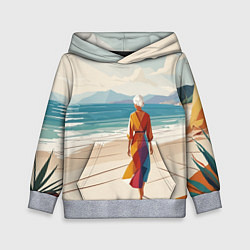Детская толстовка Летний пейзаж с женщиной на пляже
