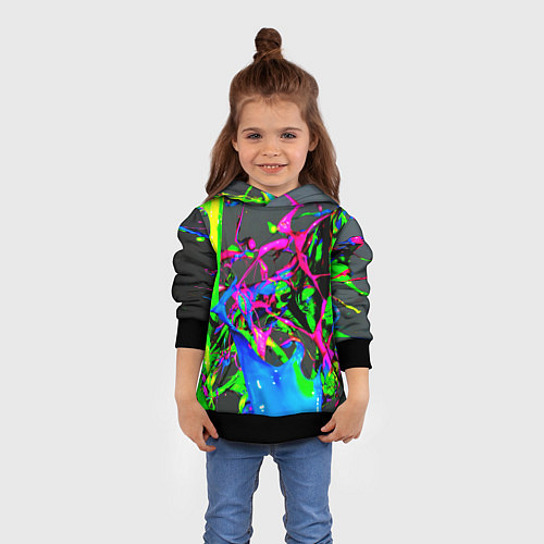 Детская толстовка Неоновые краски всплеск / 3D-Черный – фото 4