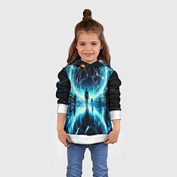 Толстовка-худи детская Человек и неоновая планета - нейроарт, цвет: 3D-белый — фото 2