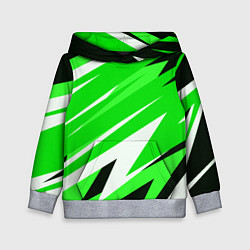 Толстовка-худи детская Geometry stripes green, цвет: 3D-меланж