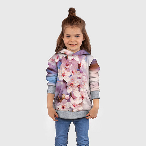 Детская толстовка Цветущая сакура крупно / 3D-Меланж – фото 4