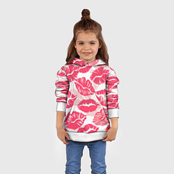 Толстовка-худи детская Романтический отпечаток помады игривый макияж, цвет: 3D-белый — фото 2