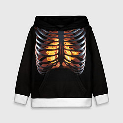 Детская толстовка Огонь в груди скелета - костюм на хэллоуин