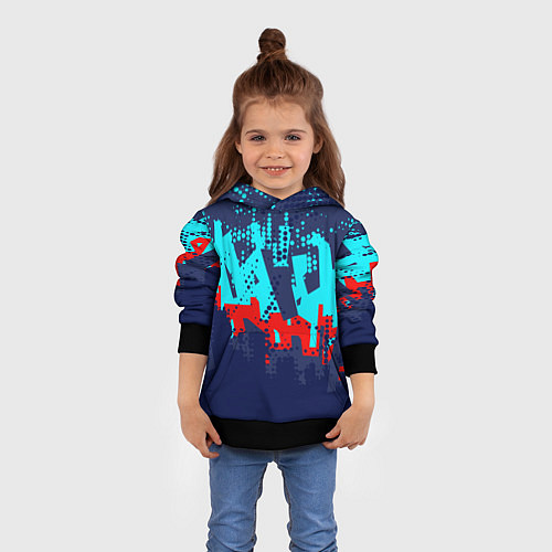 Детская толстовка Красно-синяя абстракция / 3D-Черный – фото 4