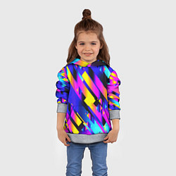 Толстовка-худи детская Неоновая геометрия плитка, цвет: 3D-меланж — фото 2