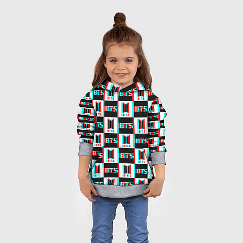 Детская толстовка BTS glitch pattern / 3D-Меланж – фото 4