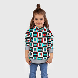Толстовка-худи детская BTS glitch pattern, цвет: 3D-меланж — фото 2